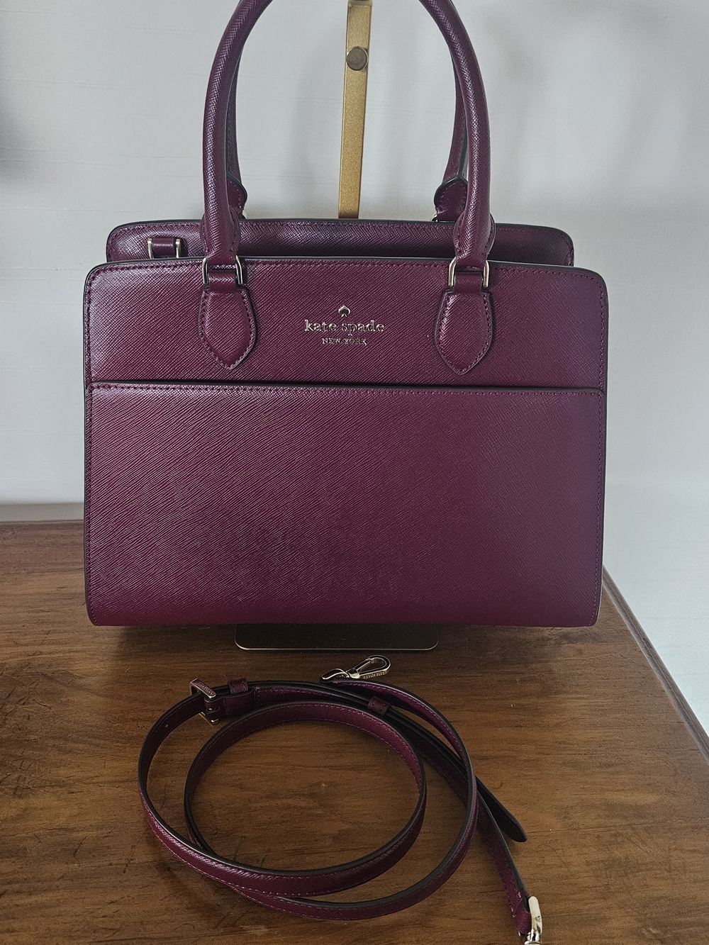 kate spade berry leather satchel with detachable strap